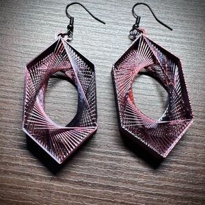 Geometric Black and Red Earrings